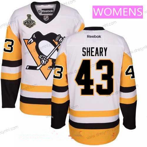 WoPittsburgh Penguins #43 Conor Sheary Bílý Třetí dres 2017 Stanley Cup Finals Patch Sešitý NHL Reebok Hokejový dres – Pánské