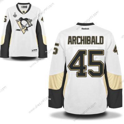 WoPittsburgh Penguins #45 Josh Archibald Bílý Road 2017 Stanley Cup NHL Finals Patch dres – Pánské