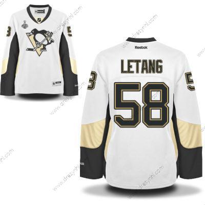 WoPittsburgh Penguins #58 Kris Letang Bílý Road 2017 Stanley Cup NHL Finals Patch dres – Pánské