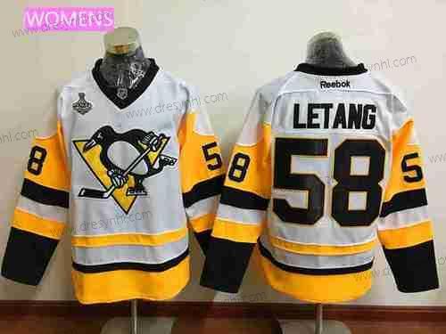 WoPittsburgh Penguins #58 Kris Letang Bílý Třetí dres 2017 Stanley Cup Finals Patch Sešitý NHL Reebok Hokejový dres – Pánské