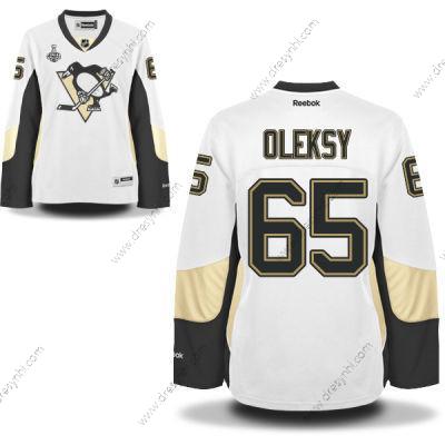 WoPittsburgh Penguins #65 Steve Oleksy Bílý Road 2017 Stanley Cup NHL Finals Patch dres – Pánské