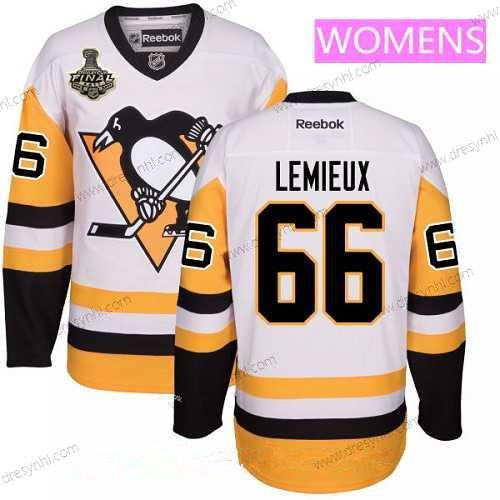 WoPittsburgh Penguins #66 Mario Lemieux Bílý Třetí dres 2017 Stanley Cup Finals Patch Sešitý NHL Reebok Hokejový dres – Pánské