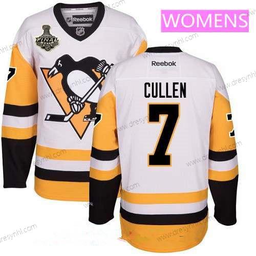 WoPittsburgh Penguins #7 Matt Cullen Bílý Třetí dres 2017 Stanley Cup Finals Patch Sešitý NHL Reebok Hokejový dres – Pánské