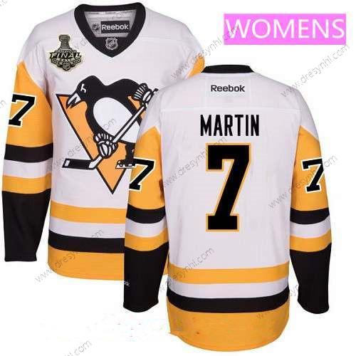 WoPittsburgh Penguins #7 Paul Martin Bílý Třetí dres 2017 Stanley Cup Finals Patch Sešitý NHL Reebok Hokejový dres – Pánské