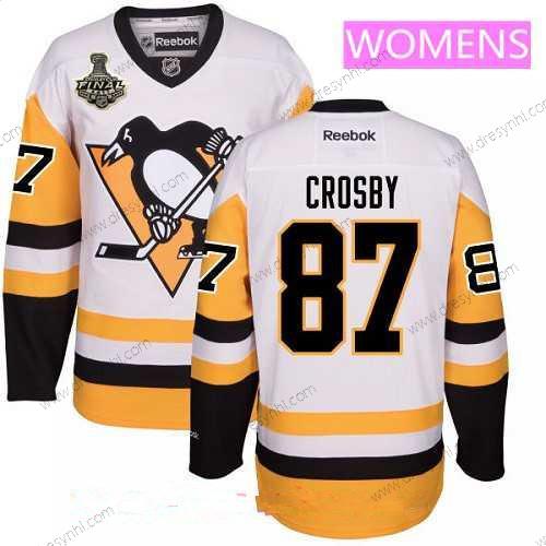 WoPittsburgh Penguins #87 Sidney Crosby Bílý Třetí dres 2017 Stanley Cup Finals Patch Sešitý NHL Reebok Hokejový dres – Pánské