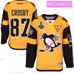 WoPittsburgh Penguins #87 Sidney Crosby Žlutá Stadium Series 2017 Stanley Cup Finals Patch Sešitý NHL Reebok Hokejový dres – Pánské