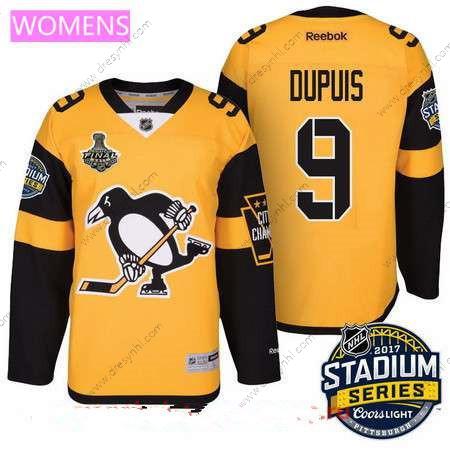 WoPittsburgh Penguins #9 Pascal Dupuis Žlutá Stadium Series 2017 Stanley Cup Finals Patch Sešitý NHL Reebok Hokejový dres – Pánské