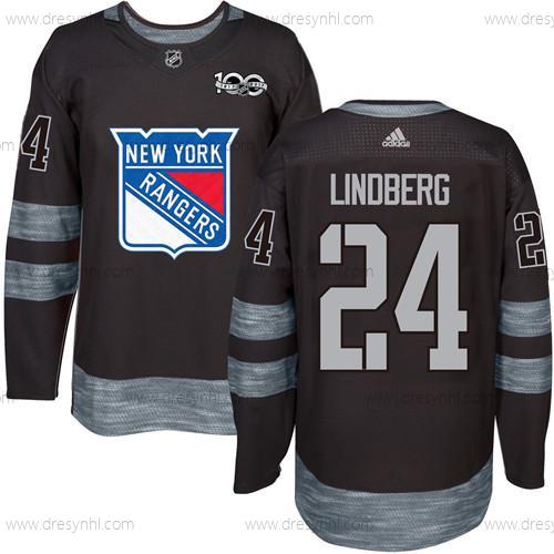 York New York Rangers #24 Oscar Lindberg Černá 1917-2017 100th Výročí Sešitý NHL dres – Pánské