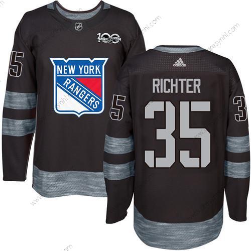 York New York Rangers #35 Mike Richter Černá 1917-2017 100th Výročí Sešitý NHL dres – Pánské