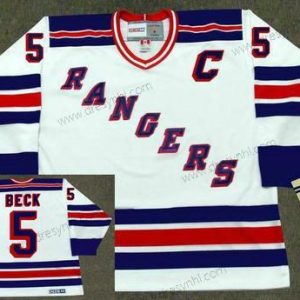 York New York Rangers #5 Barry Beck 1983 CCM Vintage Bílý Červené Modrý Domácí dres NHL Hokejový dres – Pánské