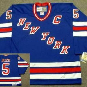 York New York Rangers #5 Barry Beck 1983 CCM Vintage Modrý Červené Bílý Hostující dres NHL Hokejový dres – Pánské